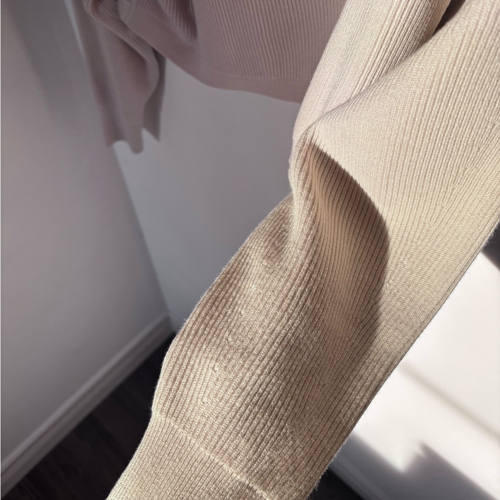 Babaton Cropped Open-Front Ribbed Cardigan in Light Beige - Picture 13 of 13